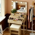thumbnail image 5 of Zimtown Vanity Desk Set with Mirror, Makeup Vanity Table with 8 LED Lights and Charging Station, Dressing Desk for Bedroom, Wood Color, 5 of 9