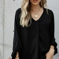 thumbnail image 4 of CEHVOM Mode Femmes Décontracté à Manches Longues Col en V Chemise Unie Chemise Ajustée pour Femmes Haut, 4 of 6