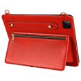 thumbnail image 7 of for iPad Pro 13" 2024 M4 7th Generation A2925/A2926/A3007 Envelope Wallet Back Case, Premium PU Leather Zipper Pocket Kickstand with Shoulder Strap & Hand Strap Cover - Red, 7 of 7