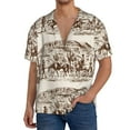 thumbnail image 3 of Xecao offers the Western Desert Cowboys2 for Men's Casual Short-sleeved Shirt, a button-up collared shirt with a pocket, perfect for beach vacations and yacht travel in the X-Large size., 3 of 7