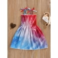 thumbnail image 4 of Bagilaanoe Toddler Girl 4th of July Dress America Flag Strap Dresses Kids Summer Clothes Backless Stripe Stars Party Dress, 4 of 8