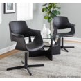 thumbnail image 3 of LumiSource Black Metal, Black PU Vintage Flair Swivel Accent Chair, 3 of 4