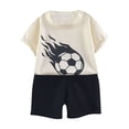 thumbnail image 2 of Letdown Toddler Boys Soccer Print Outfits Crew Neck Short Sleeve Tee Shirts and Solid Color Comfortable Shorts Activewear Two Piece Set Summer Clothes Outfits 3-12 Years Outdoor Wear, 2 of 5
