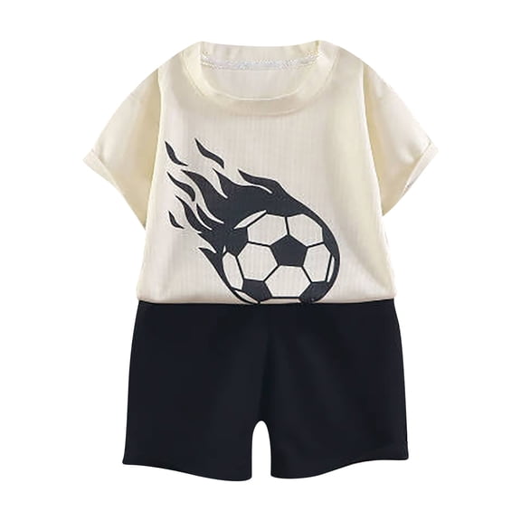 Glisme Toddler Boys Outfit Set Graphic Print Short Sleeve Crew Neck Shirt With Fashion Shorts Set Summer Breathable Boys Outfit Size 4-5 Years Black