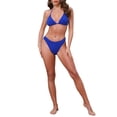 thumbnail image 2 of INSPIRE CHIC Women's Waffle Knit Textured Halter Bikini Sets 2 Piece Double Tie Top Triangle Bottom with Seashell Waist Rope Swimwear Suits Medium Royal Blue, 2 of 5