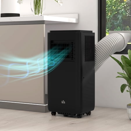 10,000 BTU Moible Air Conditioner 440 Sq. Ft., Dehumidifier Fan Auto Sleep with 24H Timer On/Off, Window Kit, Black