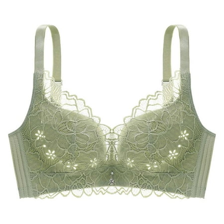

Akklian Women s Plus Size Bra Floral Lace Comfort Wirefree Bra Push Up Underwear Vest-Style Sleep Bra On Clearance