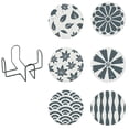 thumbnail image 1 of Juego de 6 posavasos, con base de corcho, almohadilla de protección de escritorio, para colocar tazas y tazas, con portavasos, posavasos redondos de piedra cerámica., 1 of 5