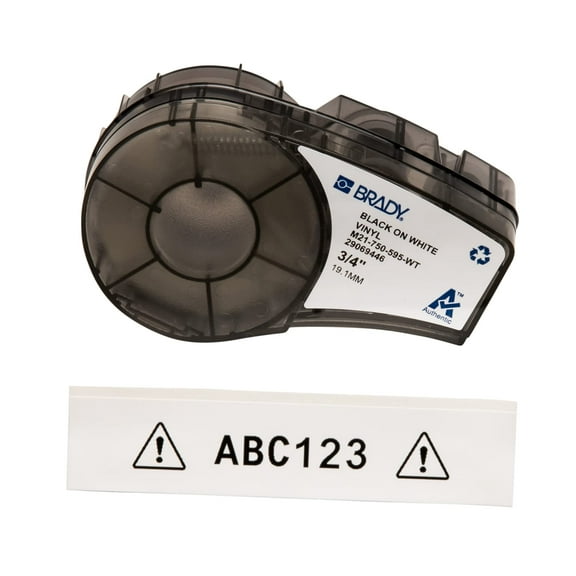 Brady M21-750-595-WT BMP21 Tape B- 595 Indoor/Outdoor Vinyl Film Size: 3/4" X 21' BLK/WHT