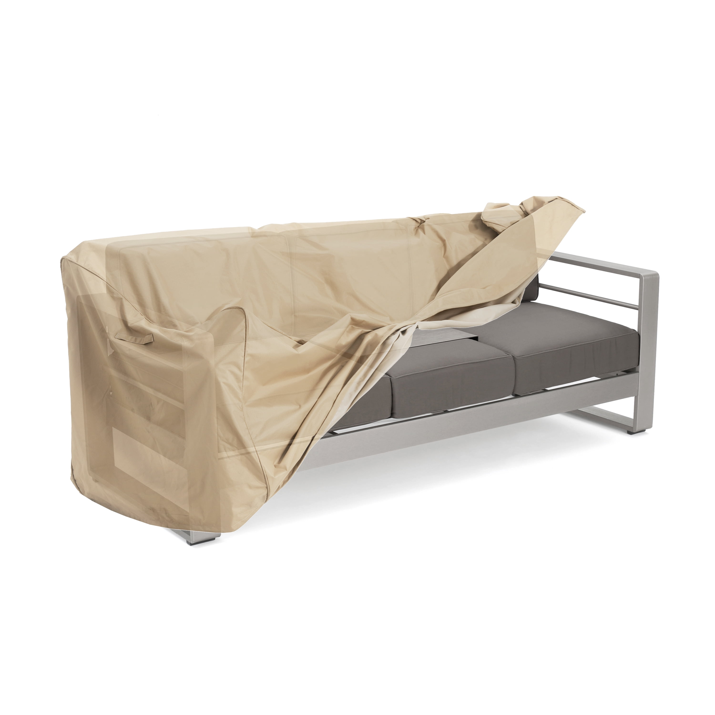 SHIELD Outdoor 3 Seater Patio Sofa Cover - Beige Durable Weather-Resistant Fabric, 88" L x 36" W x 35" H - Protects Garden Furniture from Sun, Rain &amp; Wind