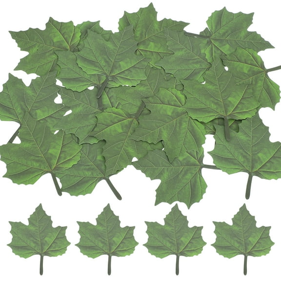Uxcell 50 Pack Artificial Maple Leaves Fall Leave Cutouts Leaf Green with Glue 2.8x3.3"