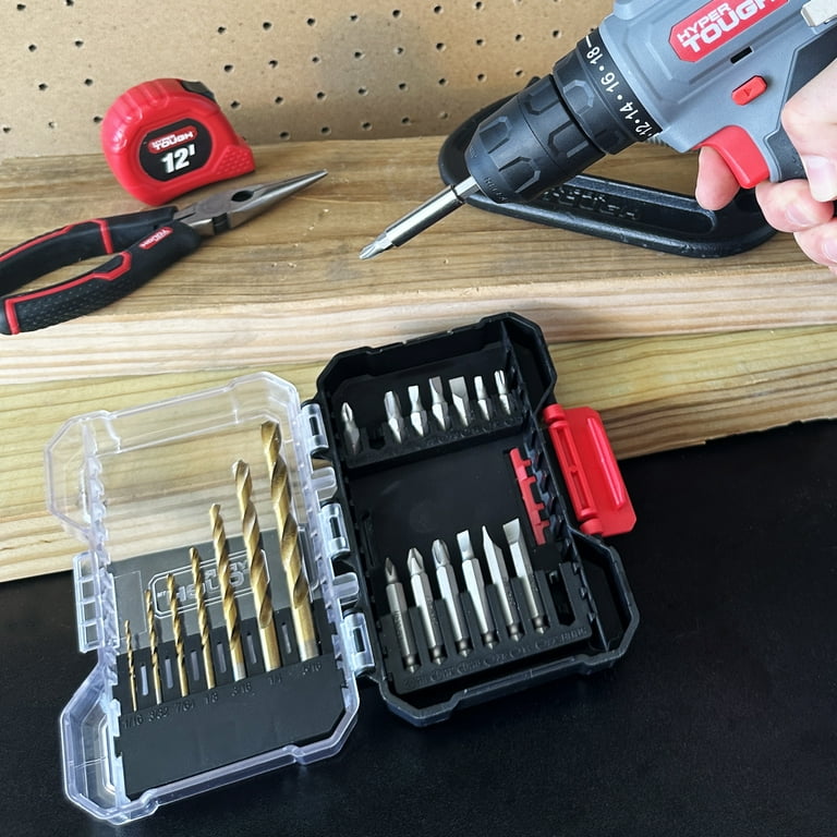 Hyper Tough Drill & Drive Set with Titanium Coated Bits 22-Piece