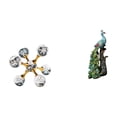 thumbnail image 6 of Peacock Statue Sphere Figurine Animal Ornament Resin Material Decorative for Office Desk Living Room Decor, 6 of 8