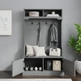 thumbnail image 3 of Emma + Oliver 40" Wide Hallway Tree with Storage Bench, Coat Hooks, and Upper Storage Compartments in Gray, 3 of 14