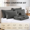 thumbnail image 5 of Dhole 7-Piece Bed in Bag - Queen Size Striped Comforter Sets, Pillowcases & Sheet Collection for Cozy Bedding Sets - Gray, 5 of 10