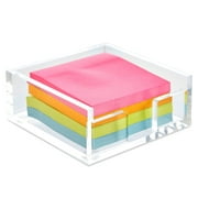 Sticky Note Dispenser for Office Desk Accessories, Organization, Storage, Supplies (Clear Acrylic, 4x4 in)