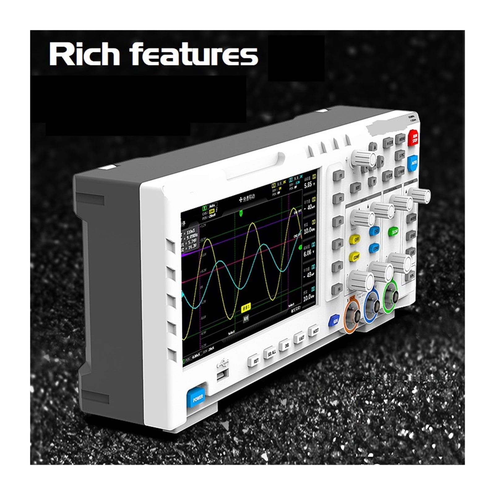 1014D Desktop Oscilloscope 100MHZ*2 1GS/s 2 In 1 Dual Channel Digital Oscilloscope 10MHZ Signal Generator ,Professional Designed
