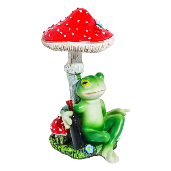 Garden Statue under Mushroom - Outdoor Decor Figurine with Mushroom for Backyard Patio, Spring Lawn Decorations, Unique Gardening Gifts for Women Men