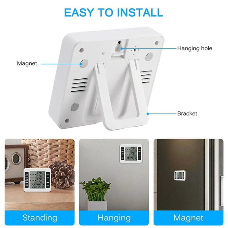 1Set Wireless Freezer Thermometer 2 Remote Sensors Alarm Low Temperature Refrigerator Thermometer Clock