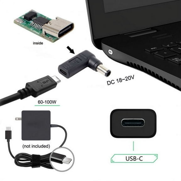 JSER USB 3.1 Type C USB-C to DC 7.4*5.0mm Dell Adapter PD Emulator Trigger 90 Degree Angled