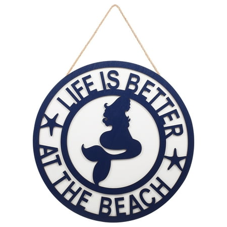 

Marine Style Wall Ornament Wood Mermaid Pattern Ocean Beach Style Wall Decor