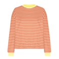 thumbnail image 4 of TSADFHJI Hauts Femmes Manches Courtes T-Shirt Décontracté Manches Longues Patchwork Rayé Imprimé TG Orange, 4 of 5
