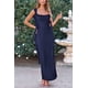 thumbnail image 5 of Vestido PRETTYGARDEN 2025 Verano Maxi Largo Sin Mangas con Volantes L - Azul Marino, 5 of 8