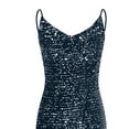 thumbnail image 6 of Clearance asdoklhq Womens Plus Size Tops Clearance Women's Dress Evening Dress Split V-neck Sequin Fashion Sleeveless Summer, 6 of 6