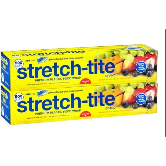 Plastic Food Wrap with Slide Cutter, Professional Quality, 500 Sq. Ft. Roll (Pack of 2)