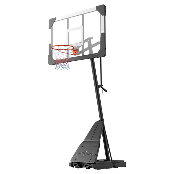 KFFKFF Portable Basketball Hoop with Adjustable Height (8.04 to 10 ft), 44-Inch PC Backboard for Indoor and Outdoor Play, Suitable for Kids and Adults in Schools, Parks, and Home Settings