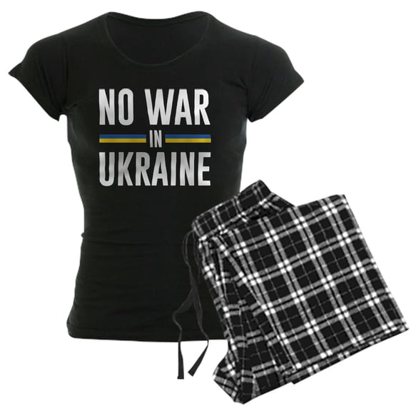 CafePress - No War In Ukraine Women's Dark Pajamas - Women's Short Sleeve Print T-Shirt and Pants Dark Cotton Pajama Set