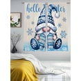 thumbnail image 3 of Hello Winter Sheer Curtains 72 Inch Long 2 Panels, Blue Gnome Snowflake Glove Watercolor Light Filtering Rod Pocket Semi Sheer Curtains, Sheer Voile Drapes for Living Room Bedroom, 52"x72", 3 of 5