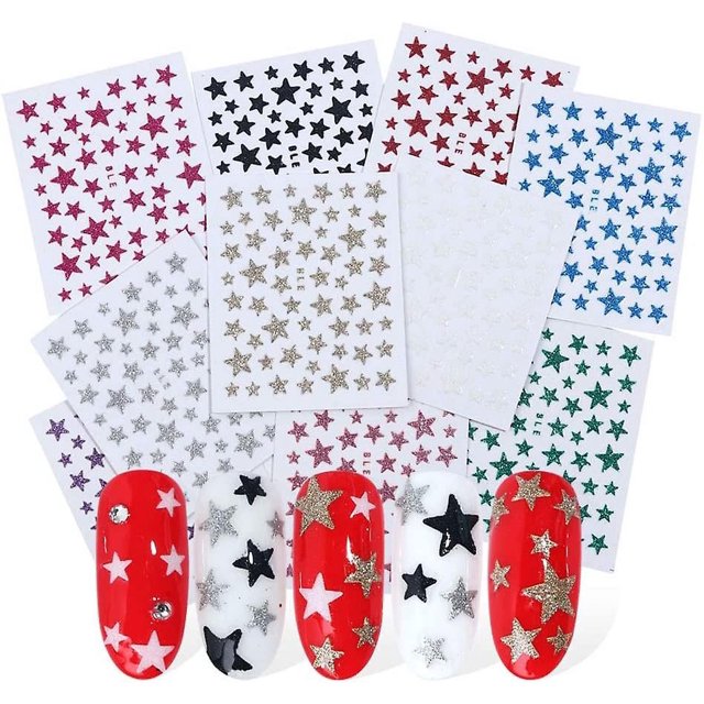 Colorful Pegatinas de estrella para decoración de uñas, calcomanías, suministros de decoración de uñas, autoadhesivo 3d mate, deslizador de uñas, pegatinas de estrellas, calcoma
