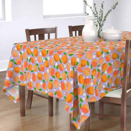 

Cotton Sateen Tablecloth 70 Square - Lavender Orange Fruit Citrus Food Kitchen Gardening Print Custom Table Linens by Spoonflower