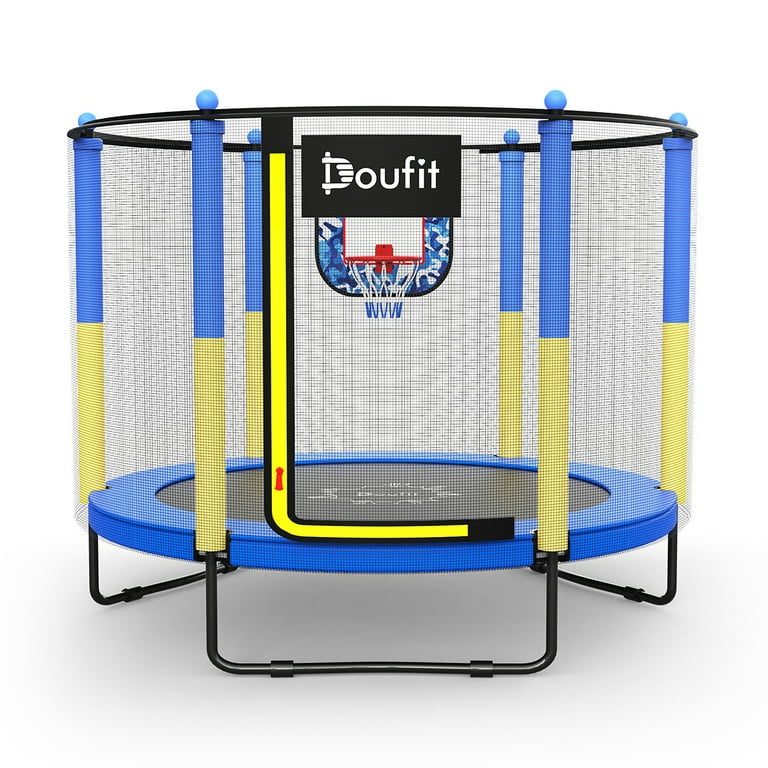 Doufit 330Lbs 5FT Trampoline for Kids with Basketball Hoop, 60'' Mini Recreational with Enclosure Net for Toddler Age 2-5 Indoor Backyard - Walmart.com