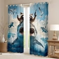 thumbnail image 2 of Feelyou Raccoon Riding Shark Black Out Curtains, Kawaii Sealife Animal Curtains Pack of 2 (42x63 Each), Ocean Birds Bedroom Curtains, Curtains and Drapes Home Decor, 2 of 6
