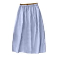 thumbnail image 5 of Womens Linen Midi Skirt Cotton Maxi Skirt Casual Flowy Swing Elastic High Waist A-Line Split Long Boho with Pockets Purple L, 5 of 5