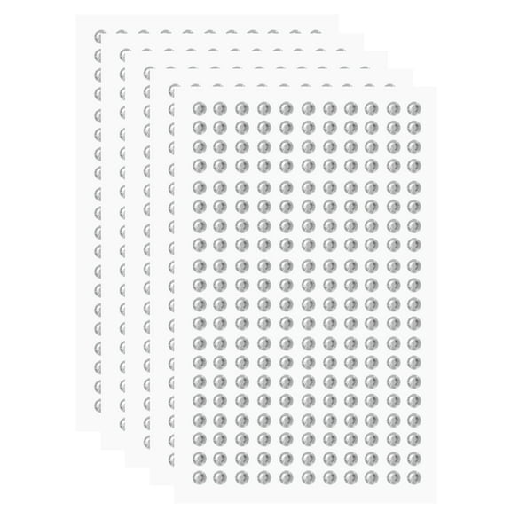 Uxcell 5 Sheet/1100pcs Rhinestone Adhesive Stickers Self Adhesive Acrylic Gem Sticker 4mm Plastic Face Bling Gem Stones Jewel for Nail Art Craft Clothes DIY Makeup Decoration, White