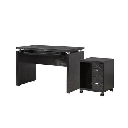 2 Piece Office Set With Desk And Printer Stand In Black Finish