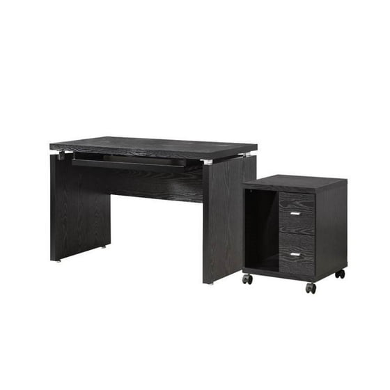 2 Piece Office Set With Desk And Printer Stand In Black Finish