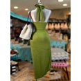 thumbnail image 2 of Women's Green Ribbed Knit Halter Maxi Dress with Cutout Waist & High Slit Stretch Form-Fitting Dress, 2 of 2