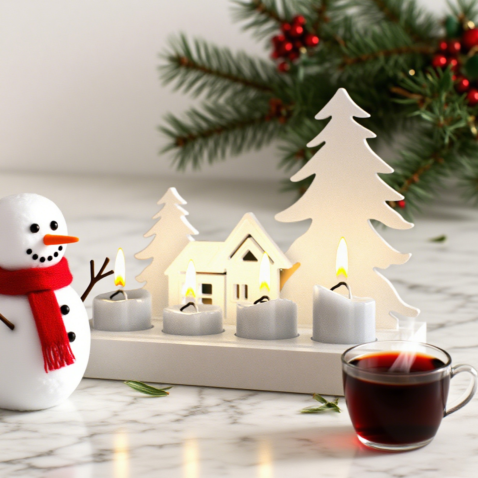 OIUR 7Pcs Silicone Molds Eco-friendly Easy to Clean Reusable Christmas Candle Holder Casting Moulds Party Supplies for DIY