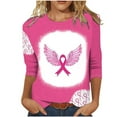 thumbnail image 2 of Alkepwun Breast Cancer Shirt for Women Pink Ribbon Inspirational Tops Butterfly Heart Graphic Tees Fighting Survivor Gifts 3/4 Sleeve Tops, 2 of 4