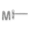thumbnail image 4 of 14K White Gold Diamond Initial M Earrings (0.148Ct), 4 of 4
