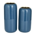 thumbnail image 4 of DecMode 13", 11"H Blue Metal Vase, Set of 2, 4 of 8