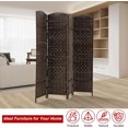 thumbnail image 3 of 4-Panel Rattan Room Divider, Freestanding Folding Privacy Screen for Indoor Use,  Brown, 3 of 7