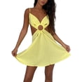 thumbnail image 2 of Txlixc Vestido corto de tirantes de verano para mujer, amarillo, sin mangas, sin espalda, vestido calado Txlixc Moda, 2 of 8