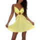 thumbnail image 2 of TRKIYQC Vestido corto de tirantes de verano para mujer amarillo sin mangas sin espalda vendaje vestido calado TRKIYQC moderno, 2 of 8