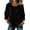 Black, variant on Summer Linen Tops for Women 3/4 Sleeve Crew Neck Lightweight Shirt Casual Loose Fit Tunic Blouse Yellow 2XL