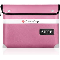 Voncabay Upgraded 6400℉ Fireproof Document Bag with Reflective Strip, 14.2" x 11", Pink